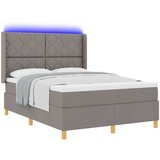 vidaXL Box Spring Postelja z Blazino in LED Taupe 140x200 cm Tkanina, (22049413) Cene