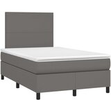  Box spring postelja z vzmetnico siv 120x200 cm umetno usnje, (20900917) | Shoptok.si