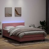 Box Spring krevet s madracem i LED ružičasti 140x220 cm baršun | shoptok.hr