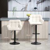  Set od 2 barske stolice retro dizajn podesiva visina umjetna koža izgled lana krem ​​+ crna | shoptok.hr