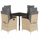 vidaXL 5-dijelni vrtni blagovaonski set od poliratana s jastucima bež | shoptok.hr