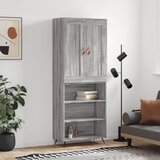 vidaXL Visoka komoda siva sonoma 69,5x34x180 cm inženirski les | Shoptok.si