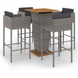  5-dijelni vrtni barski set od poliratana s jastucima sivi Siva 60 x 60 x 110 cm | Shoptok.si