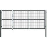vidaXL Vrtna vrata s stebrički jeklo 350x120 cm antracitna | Shoptok.si