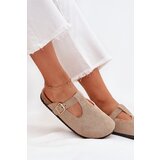 Boto Women's Slides With Gold Buckle Beige Lirina | shoptok.hr