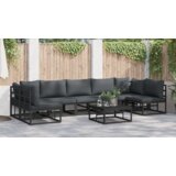 vidaXL Vrtna sedežna garnitura 7 pcs Črna 353 x 141.5 x 71 cm Aluminij | Shoptok.si