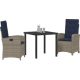 vidaXL 3-dijelni vrtni set s jastučićima - Sivi poli ratan | shoptok.hr