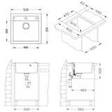 Alveus Formic 20 Set za pomivalno korito, 520x510 mm, Pop-up sifon + pipa Kati, črna | Shoptok.si