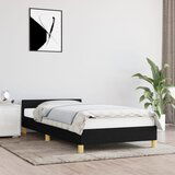 The Living Store Posteljni okvir z vzglavjem črn 80x200 cm blago - Posteljni Okvir Z Vzglavjem, (21525681) Cene