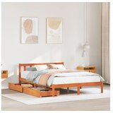 vidaXL Okvir kreveta bez madraca voštano smeđi 135x190 cm od borovine Cijene