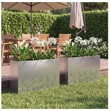 vidaXL Vrtna saksija 2 kom. Srebrna 80 x 30 x 49 cm Pocinčani čelik - Pocinčani čelik 80 x 30 x 49 cm 2 | shoptok.hr