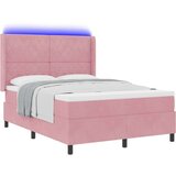Box Spring postelja z vzmetnico in LED roza 140x190 cm žamet, (22049643) | Shoptok.si
