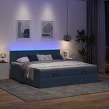  Ottoman krevet s madracima i LED diodama plavi 160x200 cm tkanina Slike