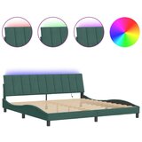  Okvir kreveta s LED svjetlima tamnozeleni 200x200 cm baršunasti | shoptok.hr