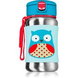 Skip Hop Zoo Straw Bottle steklenica za vodo iz nerjavnega jekla s slamico Owl 12 m+ 350 ml | Shoptok.si
