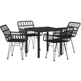vidaXL 5-delni set vrtne jedilnice črn poli ratan, (22087183) | Shoptok.si