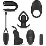 TARDENOCHE Six-In-One Vibrating Bullet & 6 Silicone Accessories Kit Black Cene