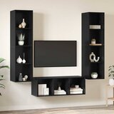  Set TV komoda 3 kom. Crni hrast Konstruirano drvo Crna 37 x 37 x 142,5 cm | shoptok.hr