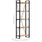 vidaXL knjižna omara 5-nadstropna 60x30x180 cm trden mangov les | Shoptok.si