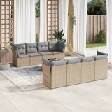 vidaXL 9-dijelni set vrtnih sofa s jastucima bež od poliratana Cijene