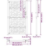 vidaXL Vrtna vrata črna 105x180 cm dizajn jeklenih listov | Shoptok.si