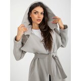 Fashion Hunters Grey lady's tracksuit coat with belt Cene