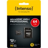 Intenso Micro SDHC/SDXC kartica 64GB Class 10, UHS-I +adapter, Pro - MicroSD 64GB Class10 UHS-I Pro | shoptok.hr