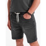 Ombre Men's shorts with elastic waistband and wash effect - black | Shoptok.si