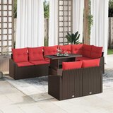  Sjedeća garnitura za vrt 9 kom. Smeđa i crvena poliratan 288.5 x 123.5 x 85 cm | shoptok.hr