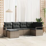 vidaXL 6-delni vrtni kavč set z blazinami siva poli ratan | Shoptok.si
