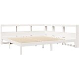  Knjižna postelja brez vzmetnice bela 200x200 cm trdna borovina | Shoptok.si