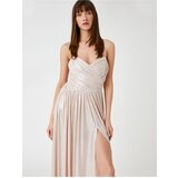Koton Long Evening Dress Draped Strap Shiny | shoptok.hr