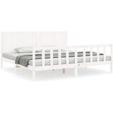 The Living Store Posteljni okvir z vzglavjem bel 200x200 cm trden les - Posteljni Okvir, (21525458) | Shoptok.si
