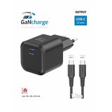 Swissten punjač za AC220, GaN, 20W, 1xUSB-C, 3A, crni + USB-C kabel crni | shoptok.hr