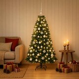  Umjetno božićno drvce s kuglicama 150 cm 150 LED lampica - 150 cm s LED žaruljama i bijelim kuglicama | shoptok.hr