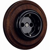  Elhard - Keramička retro kućna utičnica sa ramom SCHUKO 230V crna/drvo Slike