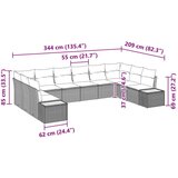  10-delna vrtna kavčna garnitura z blazinami črna poli ratan akacija, (22091521) | Shoptok.si