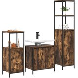 vidaXL set kopalniškega pohištva set 3 dimljen hrast, črna | Shoptok.si