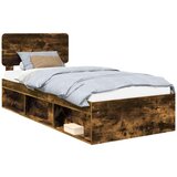  Okvir za krevet s uzglavljem Dimljeni hrast 90 x 190 cm | shoptok.hr