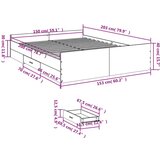 vidaXL Posteljni okvir s predali dimljen hrast 150x200 cm inž. les | Shoptok.si