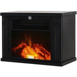 HOMCOM Namizni električni kamin z učinkom plamena, kamin z nastavljivo močjo 600/1200W, pokritost 10-15m², črn, (20752710) | Shoptok.si