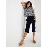 Fashion Hunters Navy blue and white basic summer set with striped T-shirt Cene