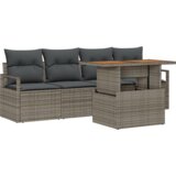 vidaXL 5 Komadni Vrtni Sofa Set s Jastučićima Siva Poly Rattan Acacia, 2-Sjedalna Vrtna Sofa s Jastučićima Siva Poly Rattan | shoptok.hr