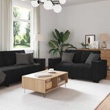  3-dijelni set sofa s jastucima crni baršun | Shoptok.si
