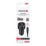 Swissten punjač za auto 2x USB-C PD, 50 W, crni + kabel USB-C/USB-C 1 m | shoptok.hr