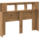 vidaXL LED posteljno vzglavje artisan hrast 140x18,5x103,5 cm inž. les | Shoptok.si