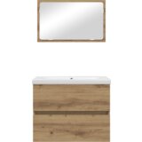 vidaXL Komplet pohištva za kopalnico s shranjevanjem z ogledalom 3 pcs Črni hrast | Shoptok.si