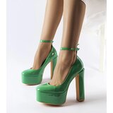 Gemre Green patent high block heel pumps Colle | Shoptok.si