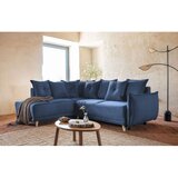 Miuform temno modra raztegljiva kotna sedežna garnitura iz rebrastega žameta (levi kot) lazy lukka – | Shoptok.si