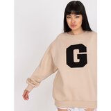 Fashion Hunters Beige sweatshirt without a hood in Severine cotton Cene